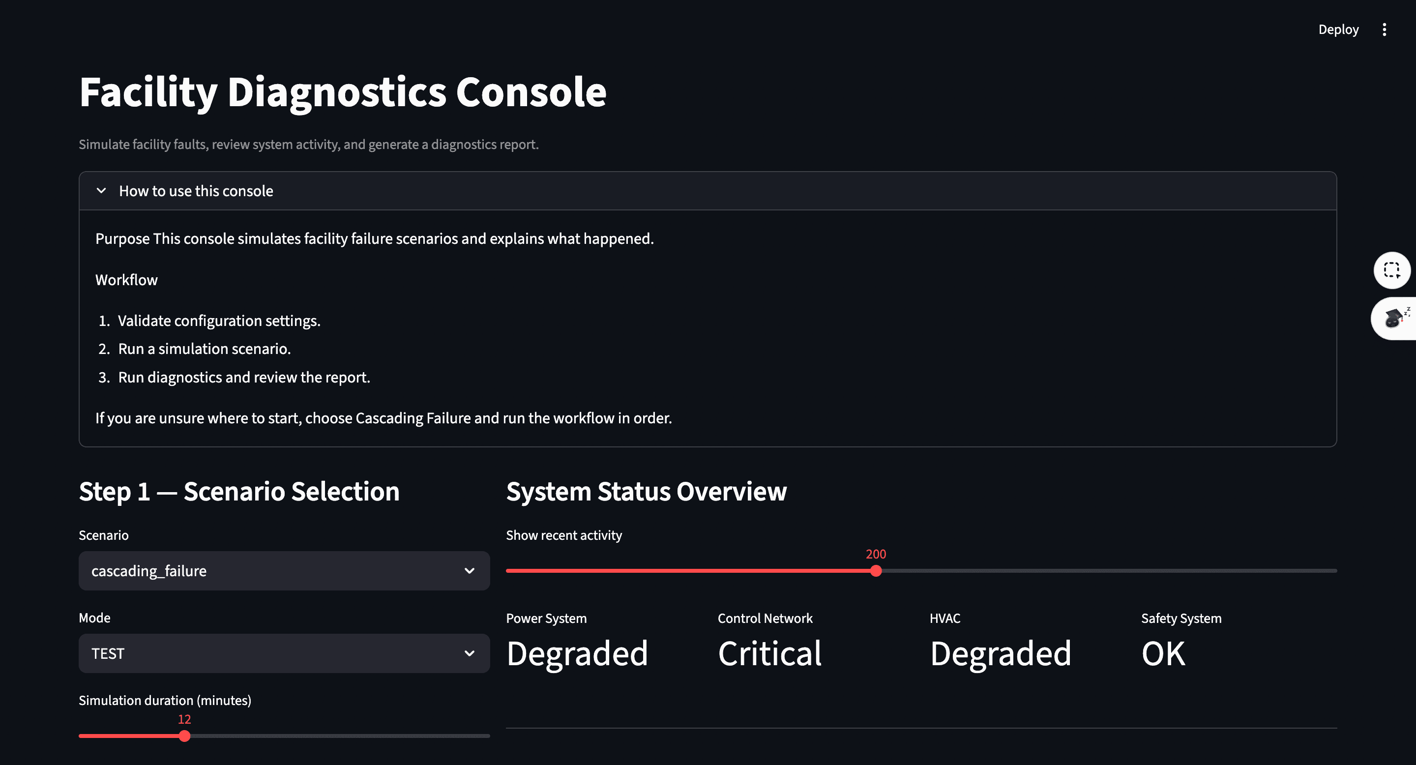 Facility Diagnostics Console overview